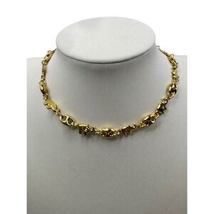 Gold Tone Elephant Link Bracelet Polished Animal Charm Y2K Minimalist